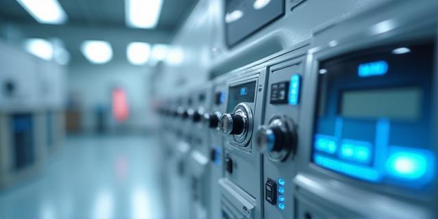 High-tech chromatograph in cosmetic laboratory
